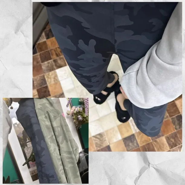 新款早秋款打底裤韩版迷彩印花时尚九分裤鲨鱼皮长款女裤