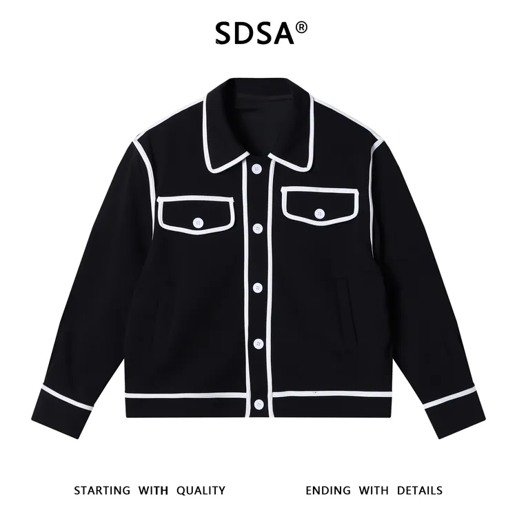 SDSA男士秋冬新款痞帅男装韩版撞色拼接纽扣翻领夹克宽松时髦外套