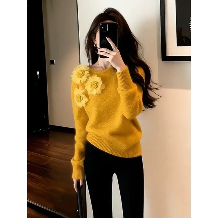 Y81慵懒高级感加厚松弛感毛线衣2025冬季新上衣好看针织女装秋冬