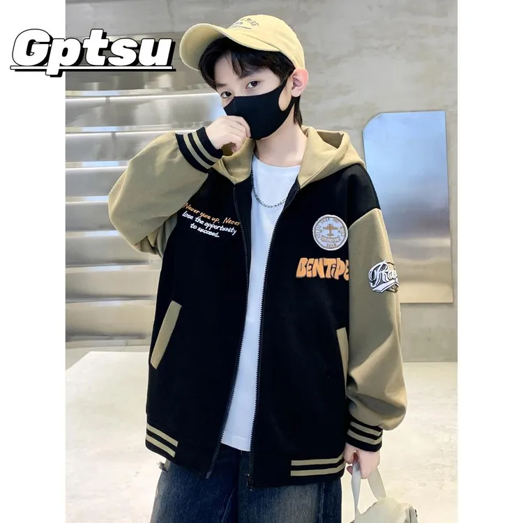 GPTSu大儿童的秋季服装男孩的连帽儿童棒球制服新潮儿童服装洋气