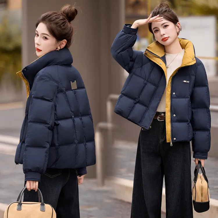 短款立领羽绒服女冬小个子高端时尚洋气加厚保暖面包服白鸭绒外套