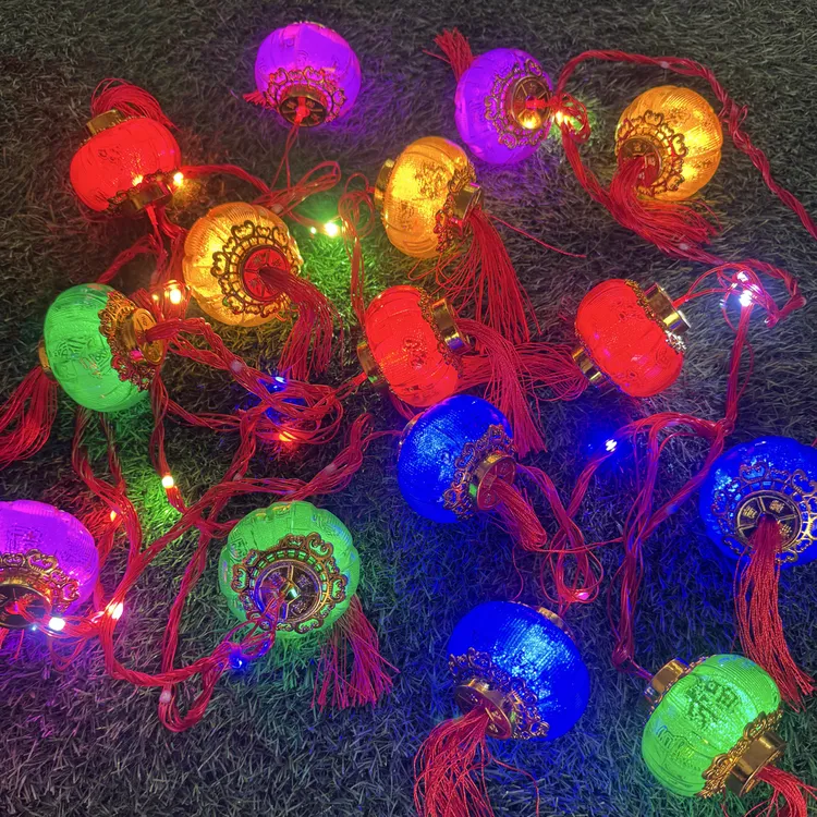 新款5米长15头彩色流水跑马灯笼（带尾插）