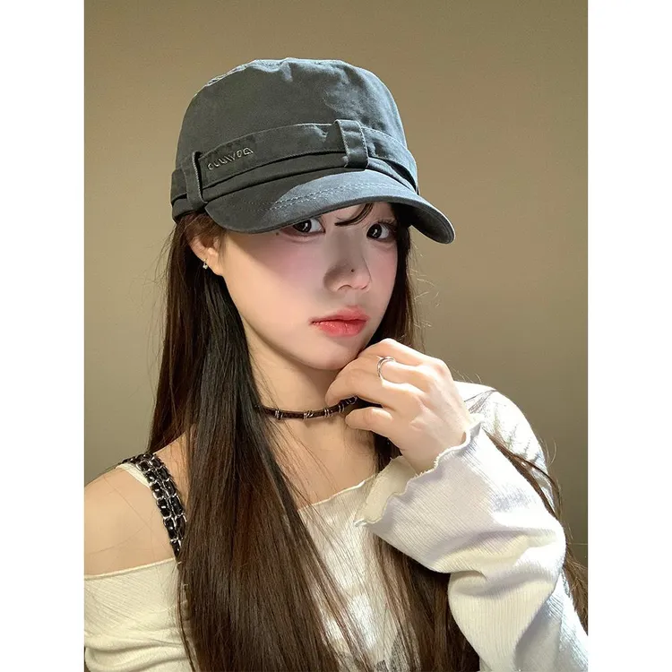 复古牛仔棒球帽女韩版休闲百搭大头围帽子宽帽檐显脸小平顶鸭舌帽
