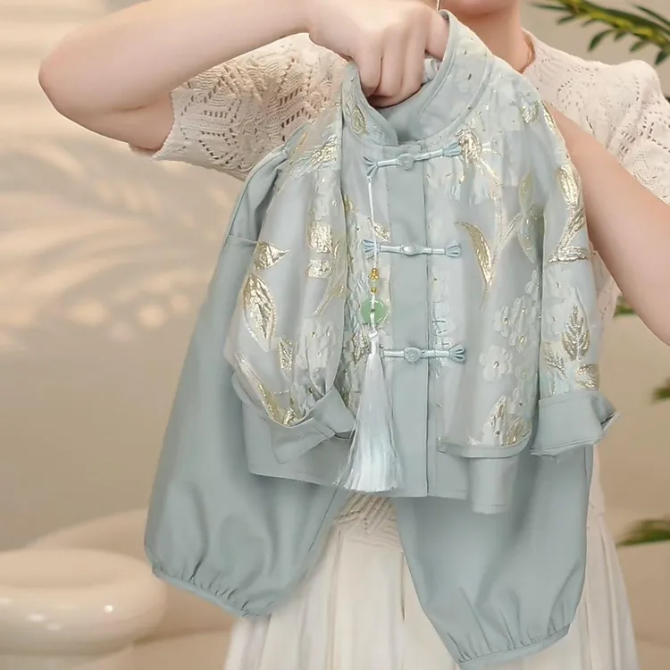 宝宝春夏新款汉服男女童周岁春秋礼服唐装中式国风套装儿童唐装D