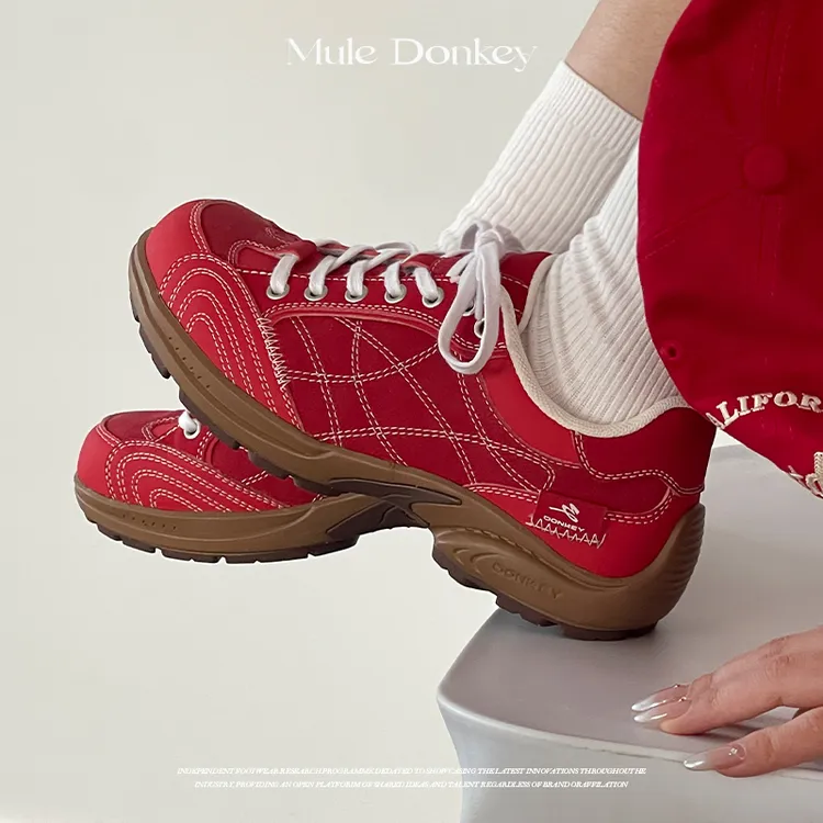 多嘴驴Donkey小补丁系列【红色】德训鞋百搭夏日新款运动鞋