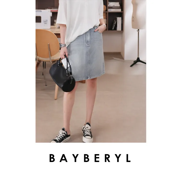  BAYBERYL老贝做旧牛仔短裙A字时尚百搭休闲半身裙YQ5E2101-6/21