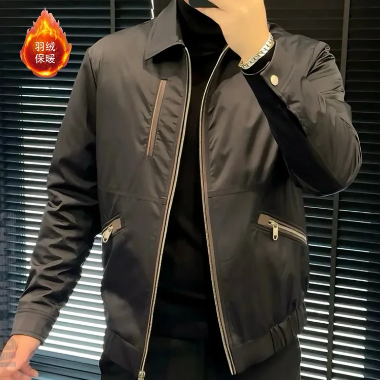MODEK KODEK高级感翻领羽绒服秋冬轻奢潮牌男士长袖休闲夹克外套