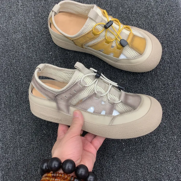 大金波哥大码女鞋36-43码199韩版时尚夏季新款皮配网户外休闲鞋