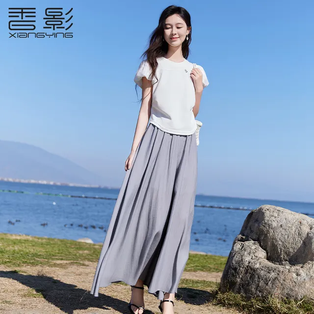 【香影仙女裤】灰色裙裤女垂感2025夏装新款显瘦宽松大裤脚阔腿裤