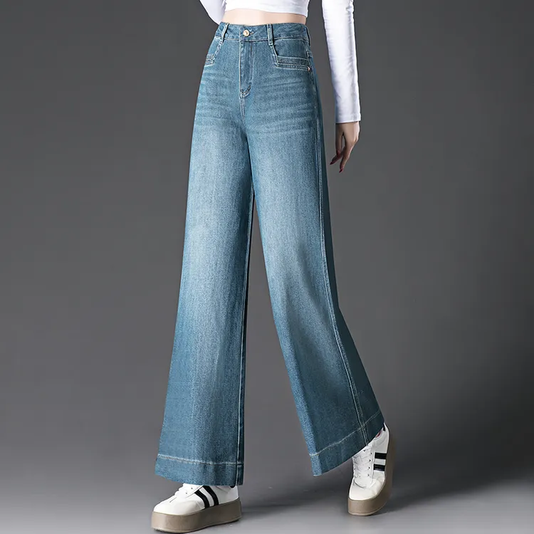 阔腿牛仔裤女士2025春季新款爆款大脚裤洋气垂感拖地裤春秋长裤子