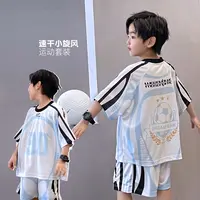 男童短袖套装新款儿童运动短袖T恤短裤两件套中大童时尚5059747O2