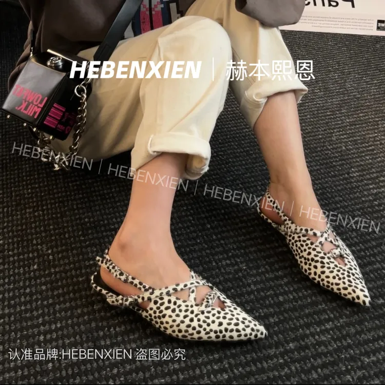 HEBENXIEN新品发布欧美风波点细带芭蕾韩版单鞋包头浅口百搭凉鞋