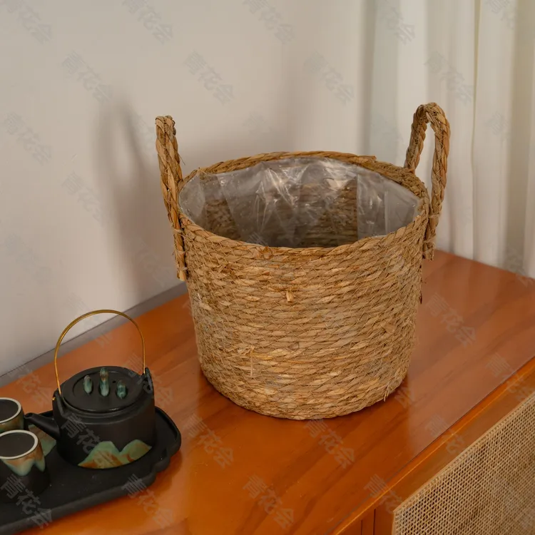 框子草编藤编织篮子花篮竹编花篮花盆绿植花盆植物装饰北欧风花盆