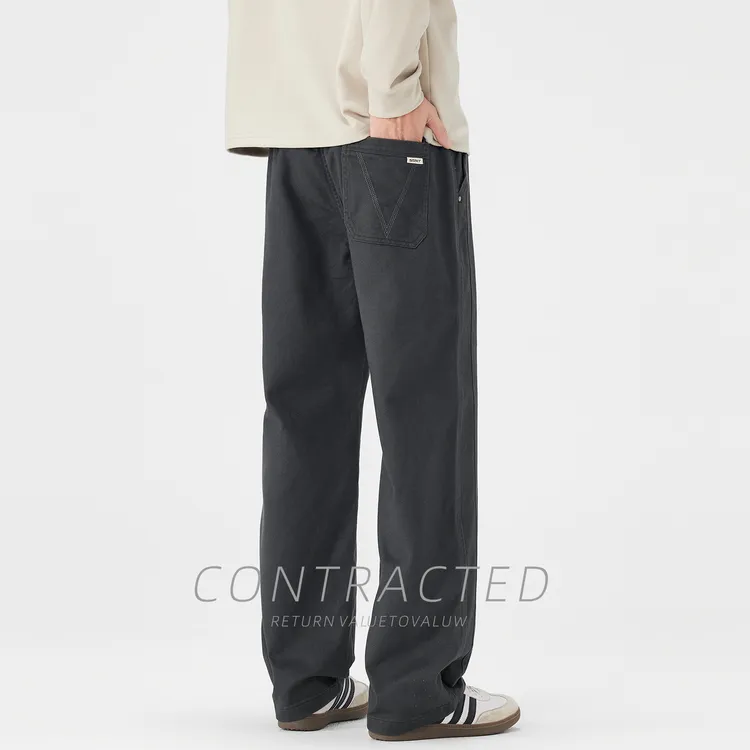 日系简约休闲裤男士春秋季2025新款潮牌痞帅高级感宽松直筒长裤子