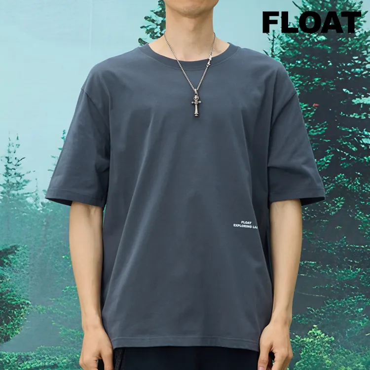 FLOAT钓鱼佬户外日系环形万花筒鱼饵印花圆领短袖宽松T恤长绒棉