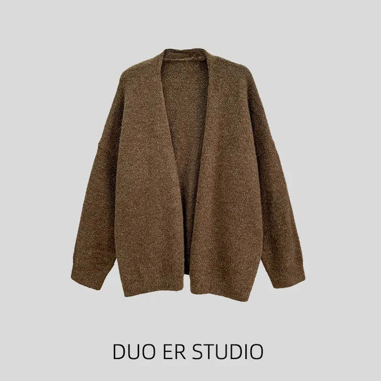 【朵儿studio】慵懒感！蓬松柔软不扎！大廓型毛衣外套 D480