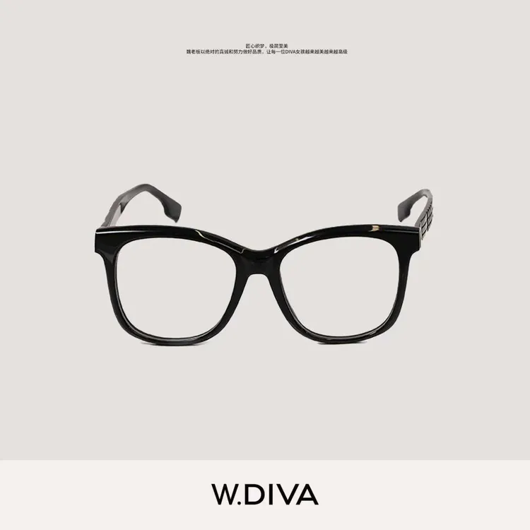W.Diva【素颜】简约微猫眼日常素颜镜黑框眼镜慵懒风百搭50M273013