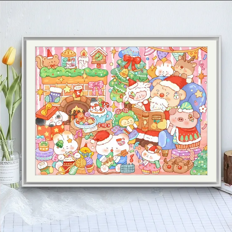 【新疆长绒棉布】鱼糯糯十字绣:定制款圣诞夜75×100大格四股绣75色