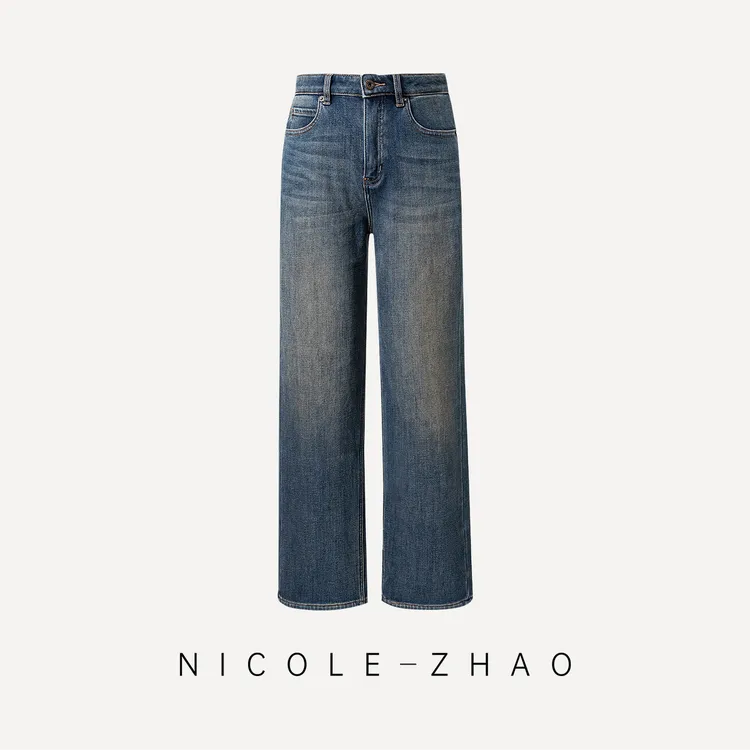 4NKN007【贵姐NICOLE】进口面料设计师设计（加绒加厚）微弹牛仔裤