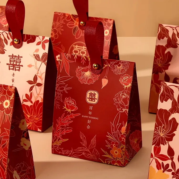 结婚喜糖盒子伴手礼糖果礼盒装婚礼礼糖空盒子2025新款手提喜糖袋