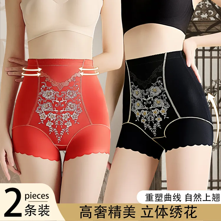 秋冬精美立体绣花高腰暖宫收腹裤无痕内裤女塑身美体裤琥珀流光风