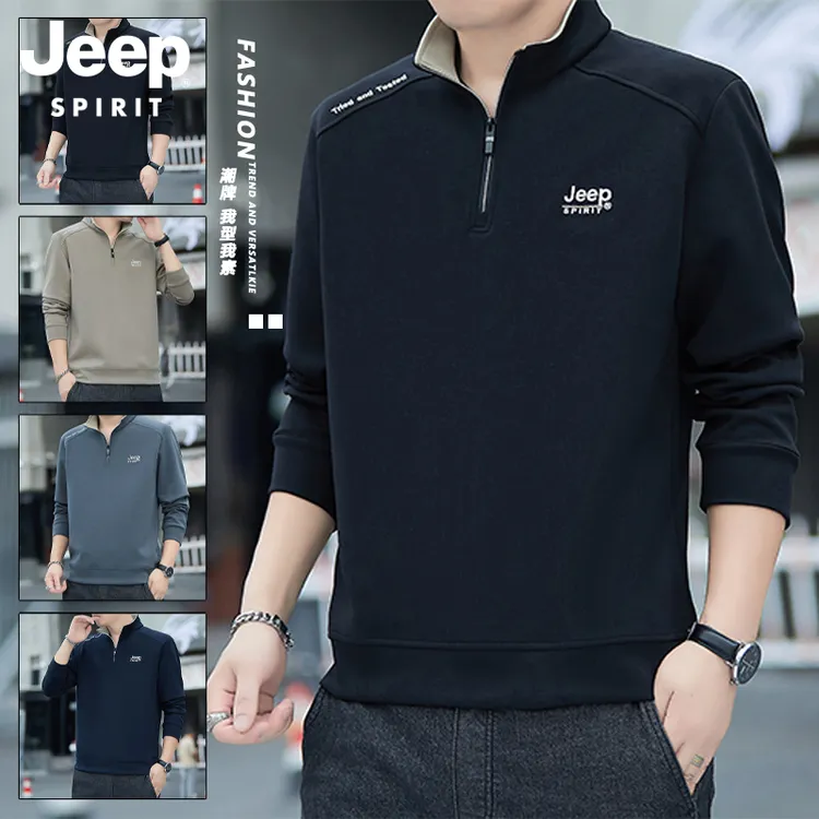 JEEPSPIRIT吉普立领套头半拉链卫衣春季拉链宽松春秋长袖春秋季