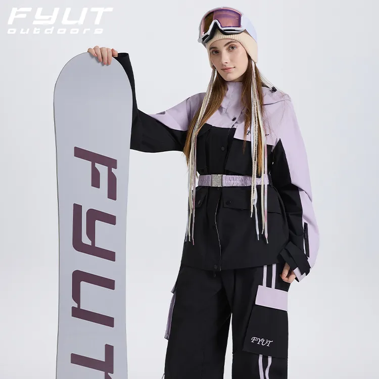 FYUT户外斜线拼色滑雪服防水保暖雪服2025新款男女滑雪服运动装备