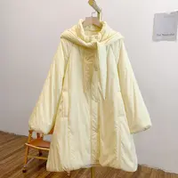 星星人Y4098夹棉拉链系带毛球连帽棉衣