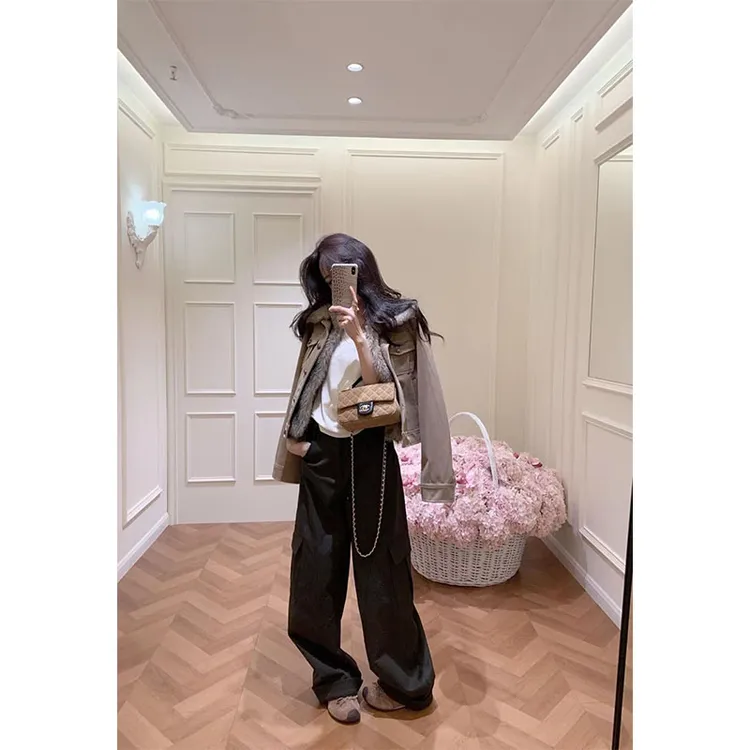 套装秋冬洋气御姐范时尚休闲百搭保暖长袖外套上衣高腰宽松阔腿裤