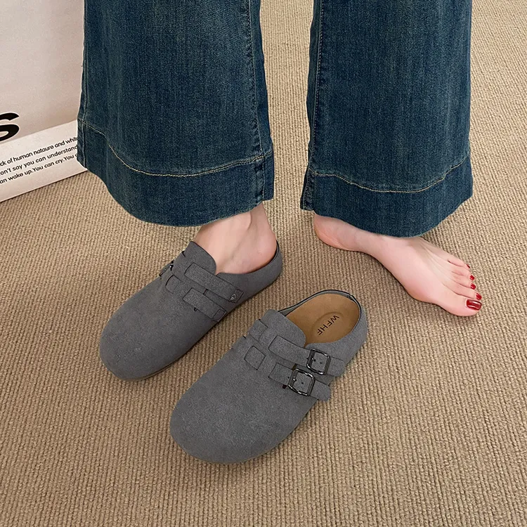 四季款百搭复古勃肯鞋女外穿内增高包头半拖一脚蹬休闲孕妇凉拖鞋