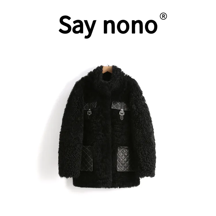 懒猫nono│Saynono 北国雪黛＿黑色卷毛托卡皮毛一体大衣 /GS24187