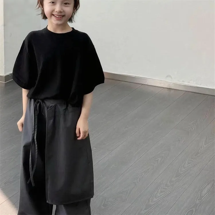 女童裤子儿童阔腿裤春装新款儿童T恤套装女孩休闲小女孩男孩套