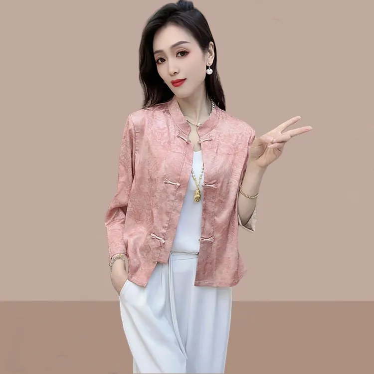 洋气减龄新中式立领短款外套女2025年夏季新款九分袖百搭开衫上衣