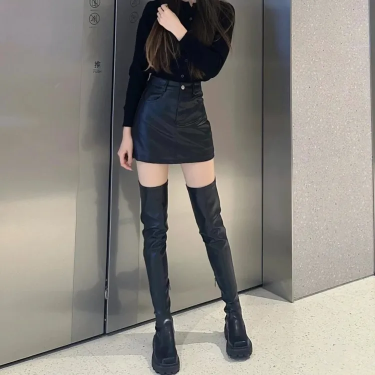 过膝长靴女法式高筒靴包腿弹力瘦瘦靴厚底皮靴骑士靴