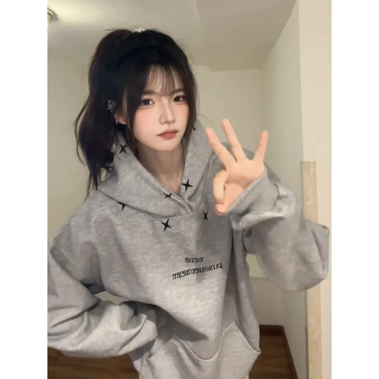 460G重磅美式街头潮牌刺绣情侣宽松连帽卫衣帽衫男女