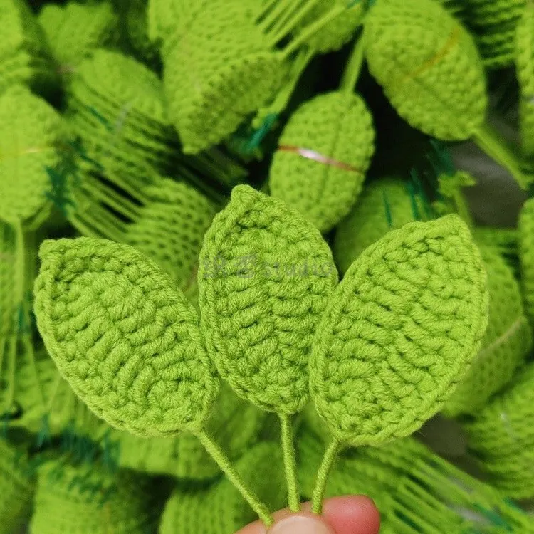 钩织叶子diy手工编织11针圈加铁丝向日葵玫瑰花通用手动仿绒花卉