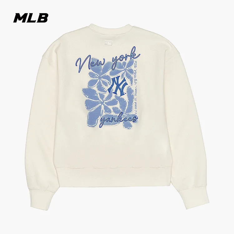 MLB官方女款流光风潮流花卉印花圆领时尚舒适卫衣25夏季新款MTN03