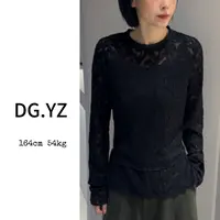 【樱子家】3081F百搭提花磨毛蕾丝边上衣