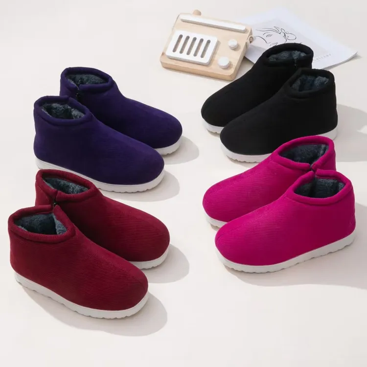 2025冬季新款保暖厚底拖鞋男女通用防滑纯色棉鞋