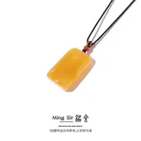 【铭舍 方牌浓花高小克重】琥珀颈饰吊坠挂坠时尚精美蜜蜡原矿原石