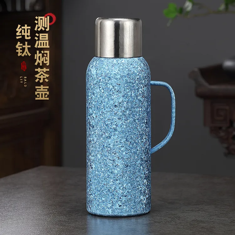 纯钛焖茶壶显温家用高档便携泡茶壶保温杯内外纯钛保温水壶旅行壶