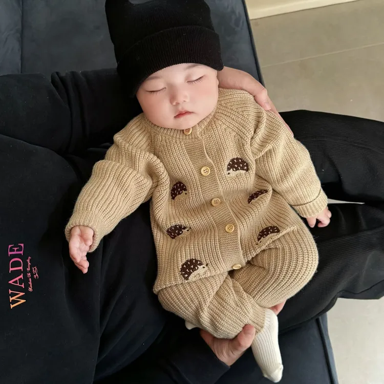 壹瓣新生儿衣服春秋季可爱连体衣针织爬爬服宝宝秋季衣服洋气超萌