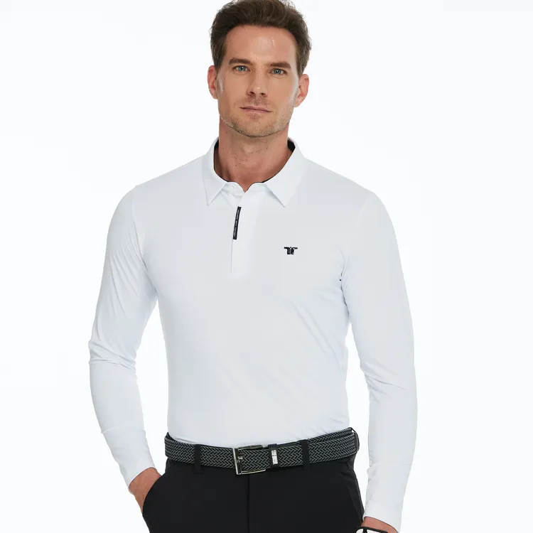 高尔夫衣服男装纯色长袖T恤速干排汗运动上衣高尔夫服装