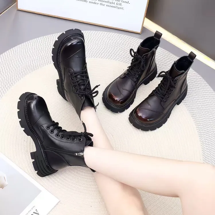 厚底百搭马丁靴女2025秋冬新款时尚洋气百搭短筒显瘦女短靴868-19