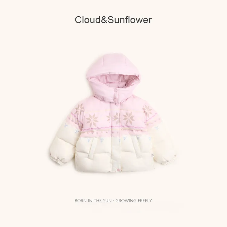 【云朵小葵】女童冬季新款雪花蝴蝶结休闲羽绒服882258