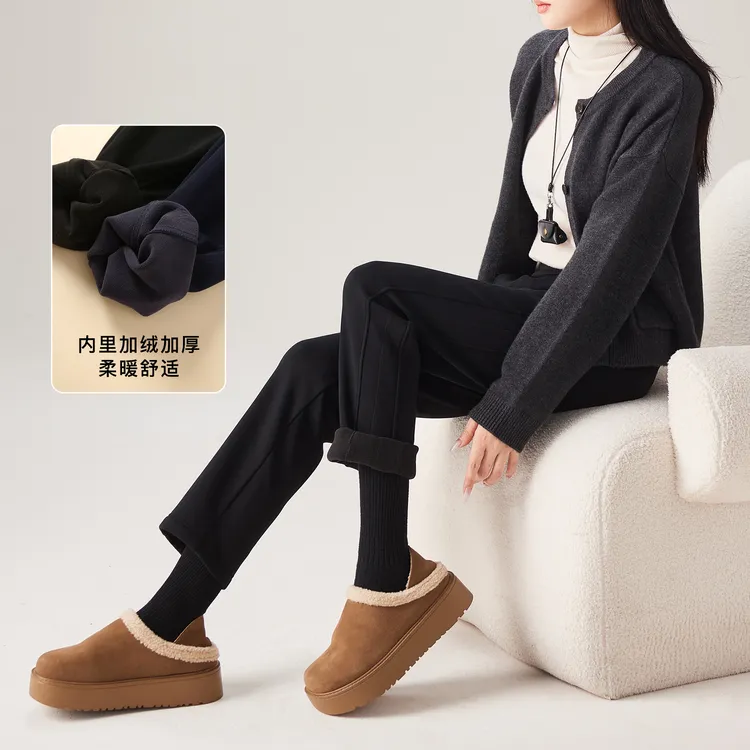 索菲丝尔2025冬季新百搭高腰显瘦加绒加厚保暖休闲小脚裤女541261