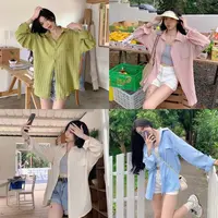 夏季法式设计感休闲时尚长袖显瘦防晒衬衫小众别致薄款衬衣7307#