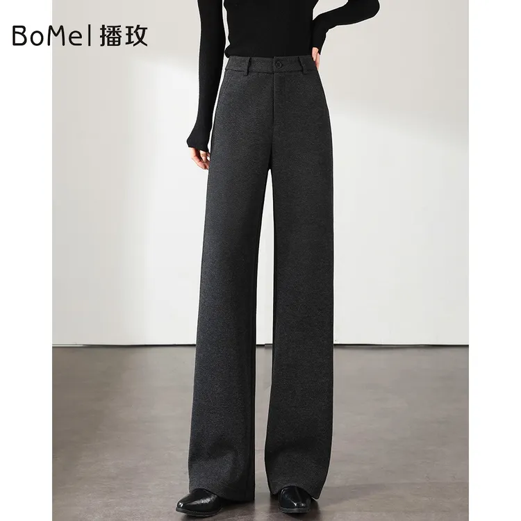 毛呢阔腿裤女冬显瘦保暖羊毛裤2025新爆款时尚气质高腰直筒休闲裤