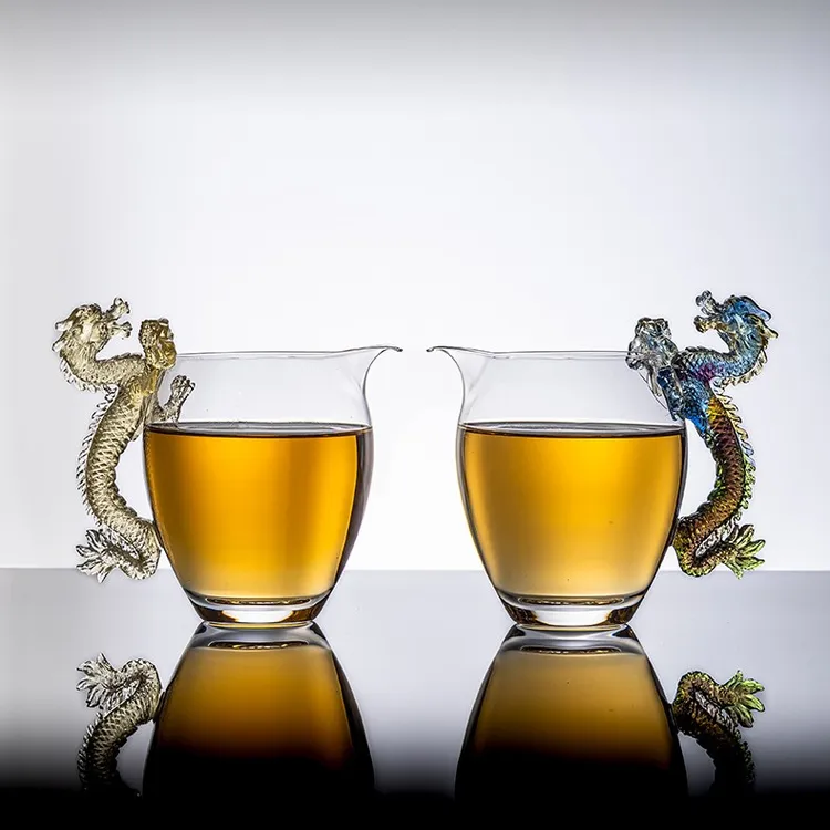 琉璃龙把手公道杯日式玻璃分茶器耐热加厚泡茶杯茶海透明功夫茶具