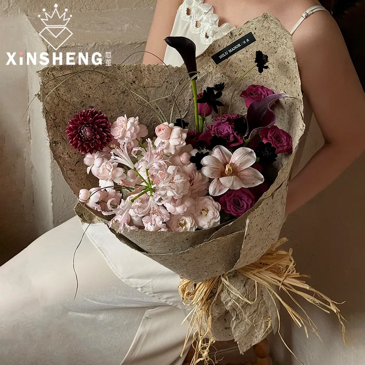 芯苼 手工桑皮纸 花店鲜花花束天然纤维包花纸高质感花艺包装资材